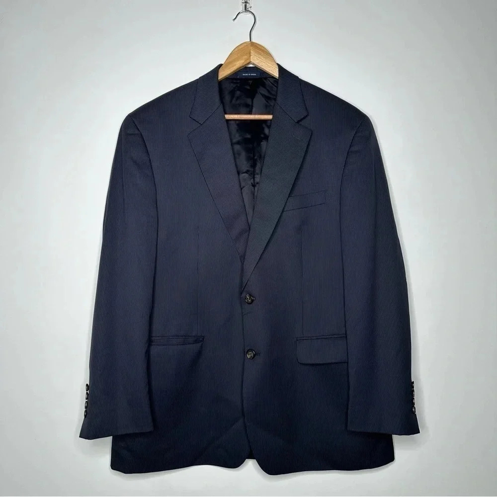 RALPH Ralph Lauren Men’s Navy Pinstripe Wool Blazer Sport Coat Size 44R
